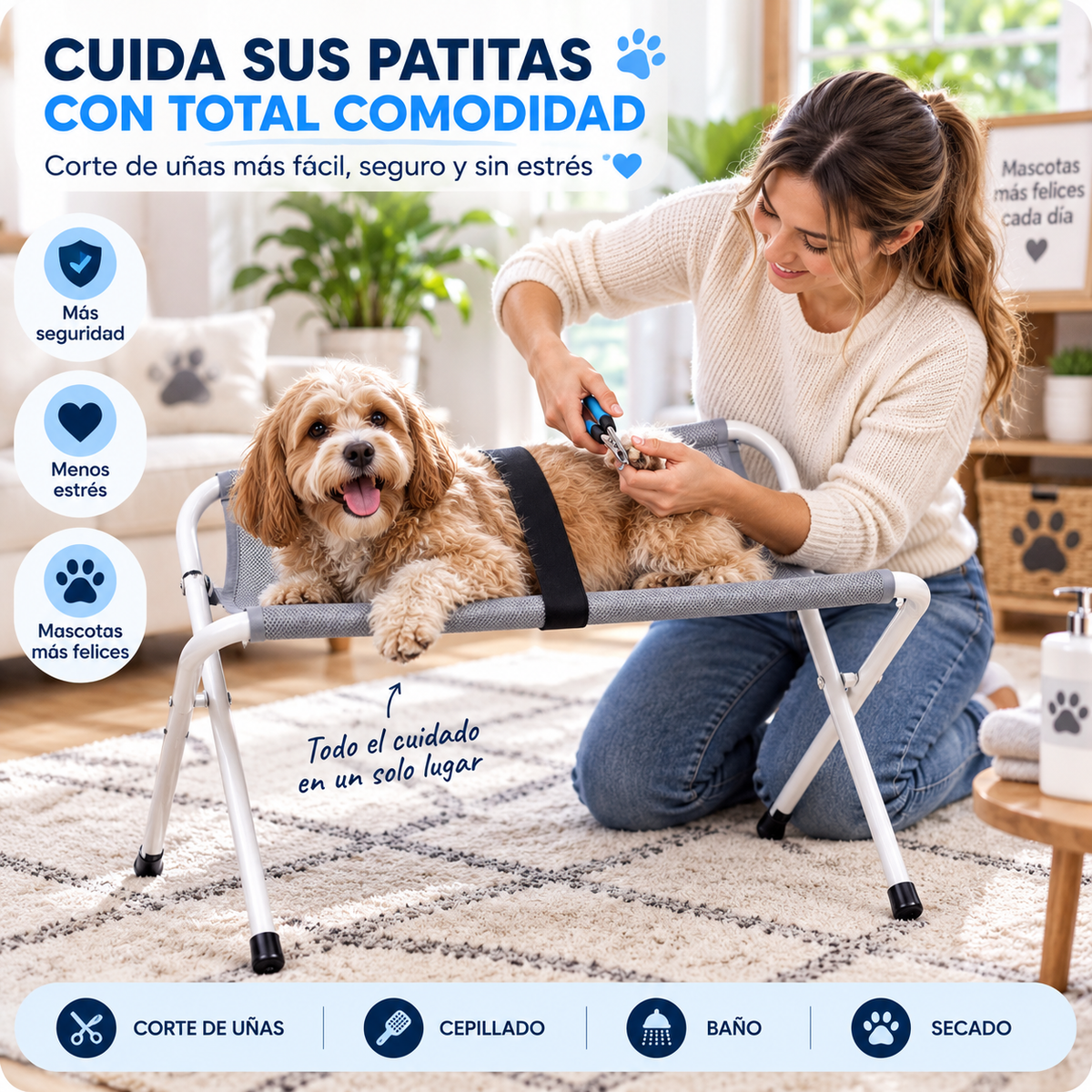 Corte de uñas cómodo con la hamaca MimoPet
